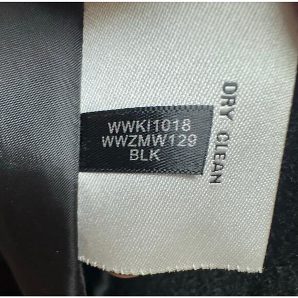 Pelle Studio Wool Blend Belted Coat Black Faux Fur Trim Sz M - Picture 5 of 7